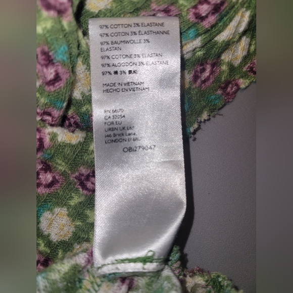 UO Urban Outfitters Bodycon Stretch Green Floral Mini Dress Sz Medium - Picture 6 of 7